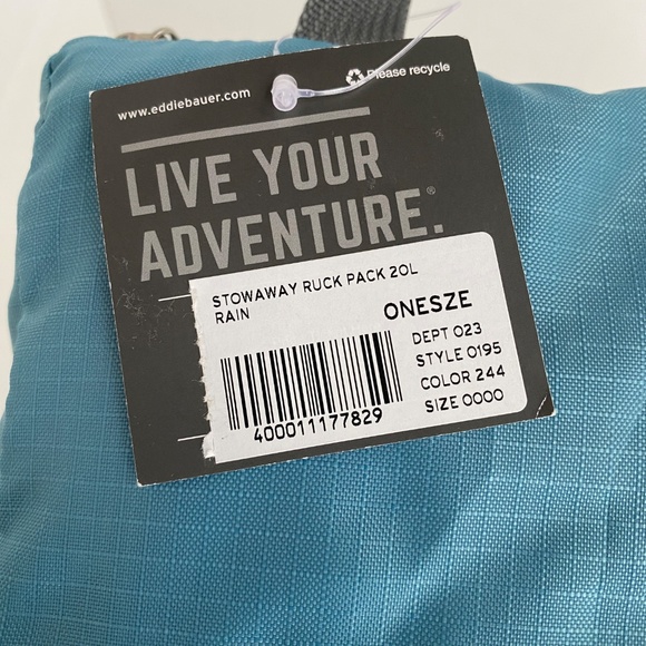BNWT Eddie Bauer Teal Stowaway Backpack - Picture 3 of 5